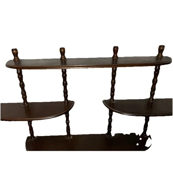 Vintage Wall Mounted 3 Tier Wooden Spindle Knick Knack Shelf  Spindles - Picture 2 of 4